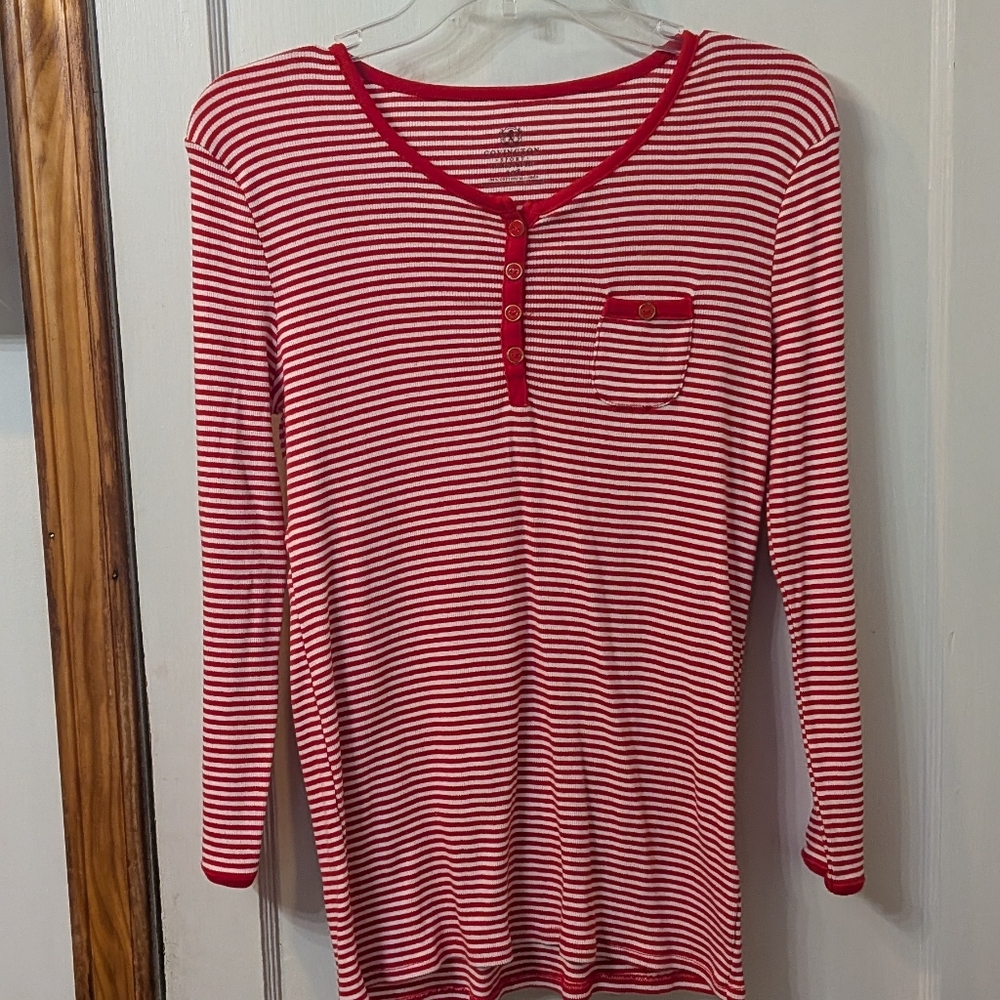 Covington Red and White Striped Top Women's Large